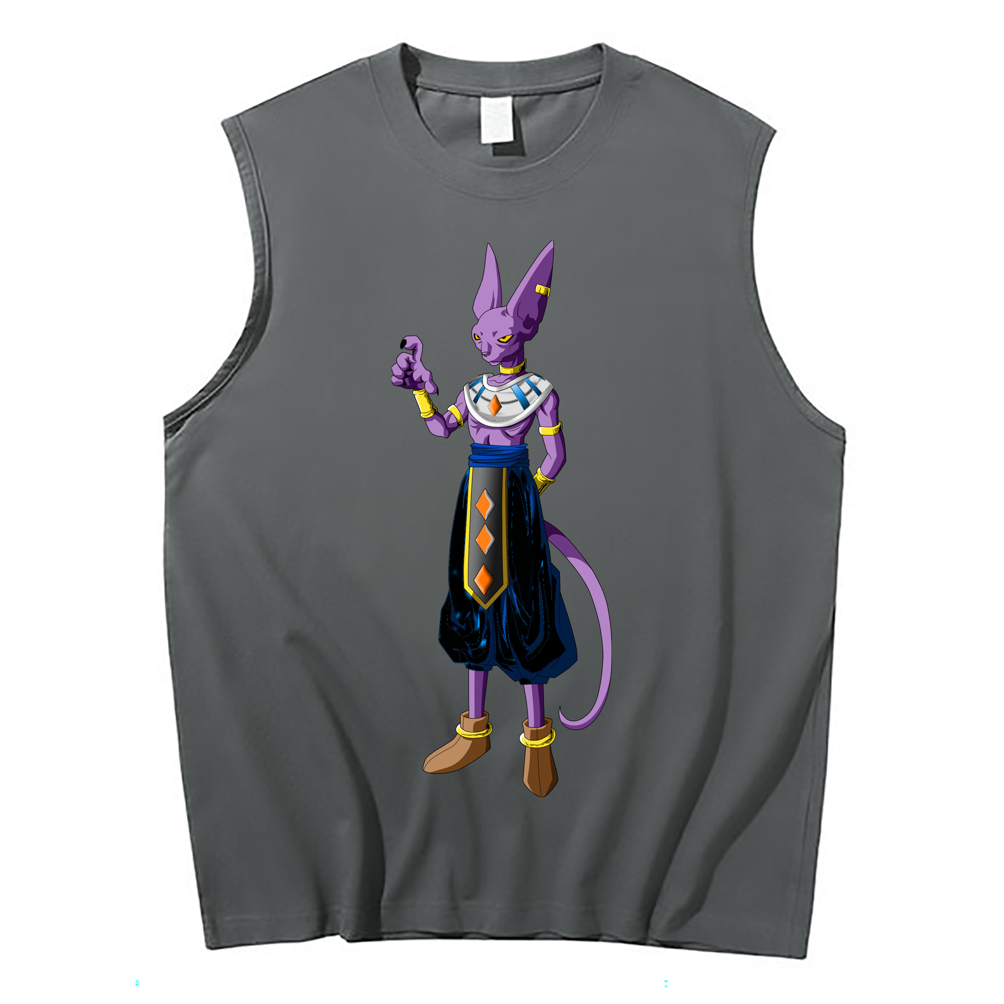 （画像用） ドラゴンボール ビルス 破壊神ビルス DRAGON BALL Beerus Birusu コットン100％タンクトップ（フロントプリント）